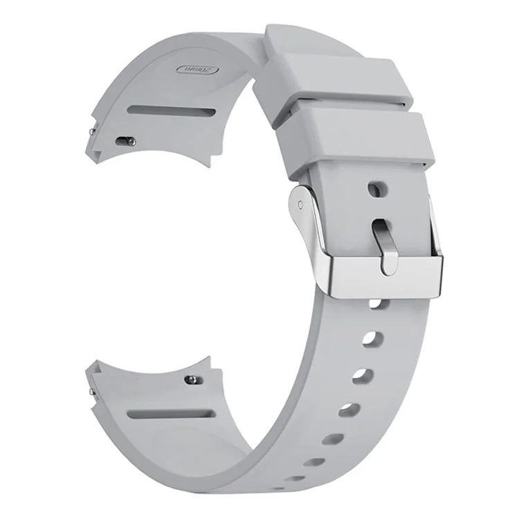 Для Samsung Galaxy Watch FE 40мм / Watch6 40мм / 44мм / Watch6 Classic 43мм / 47мм Ремешок для часов Силиконовый ремешок с серебряной пряжкой - Светло-серый