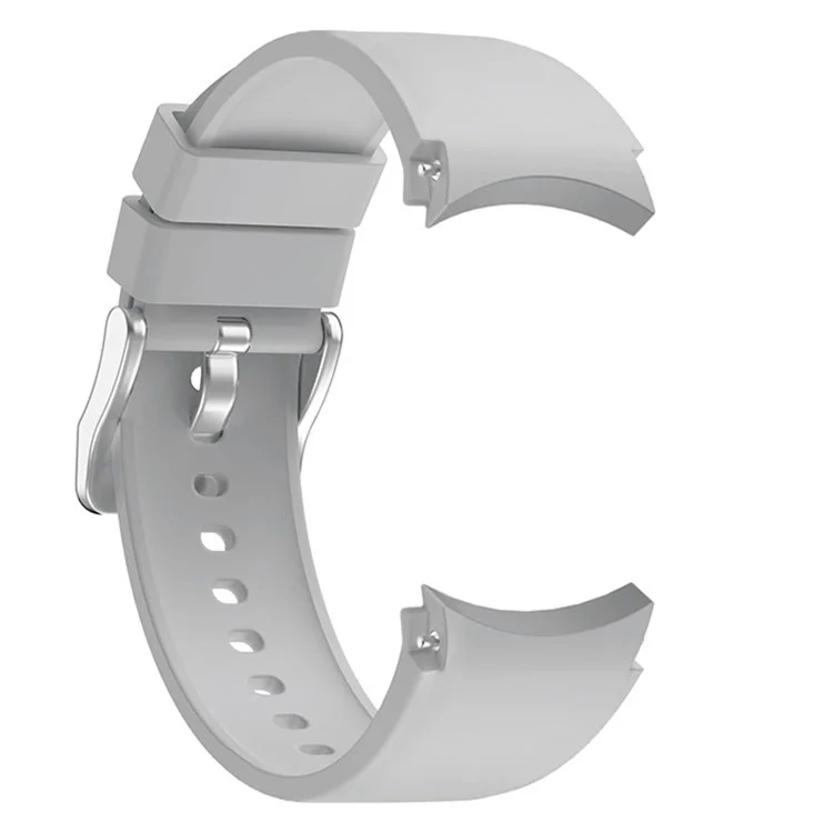 Для Samsung Galaxy Watch FE 40мм / Watch6 40мм / 44мм / Watch6 Classic 43мм / 47мм Ремешок для часов Силиконовый ремешок с серебряной пряжкой - Светло-серый
