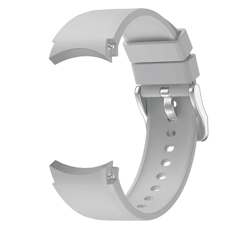Для Samsung Galaxy Watch FE 40мм / Watch6 40мм / 44мм / Watch6 Classic 43мм / 47мм Ремешок для часов Силиконовый ремешок с серебряной пряжкой - Светло-серый