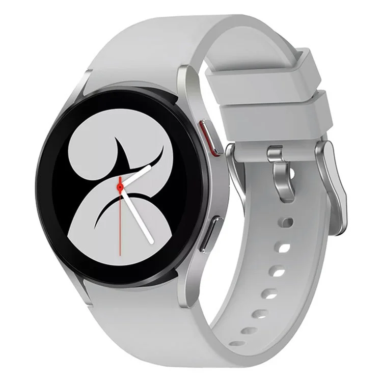 Для Samsung Galaxy Watch FE 40мм / Watch6 40мм / 44мм / Watch6 Classic 43мм / 47мм Ремешок для часов Силиконовый ремешок с серебряной пряжкой - Светло-серый