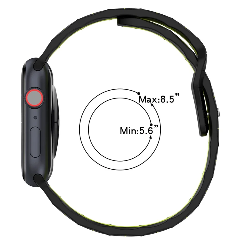 Pour Apple Watch Série 10 46mm / Ultra 2 Ultra 49mm / Série 9 8 7 45mm / 6 5 4 SE (2023) SE (2022) SE 44mm / 3 2 1 42mm Bracelet de montre en silicone à motif de football - Noir+Vert
