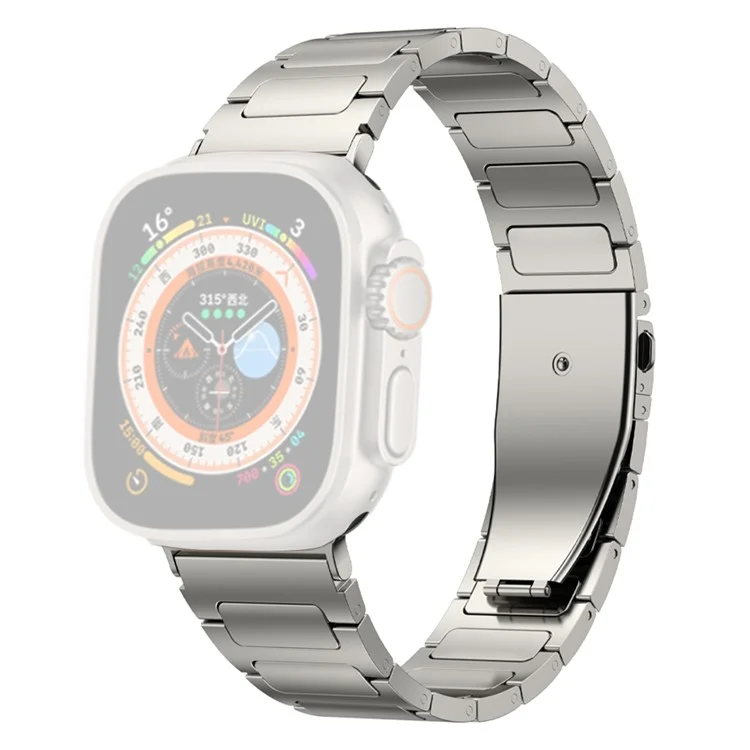 Watch Strap for Apple Watch Series 10 42mm / 9 8 7 41mm / SE (2023) SE (2022) SE 6 5 4 40mm / 3 2 1 38mm Flat Buckle Titanium Alloy Watch Strap - Titanium Color