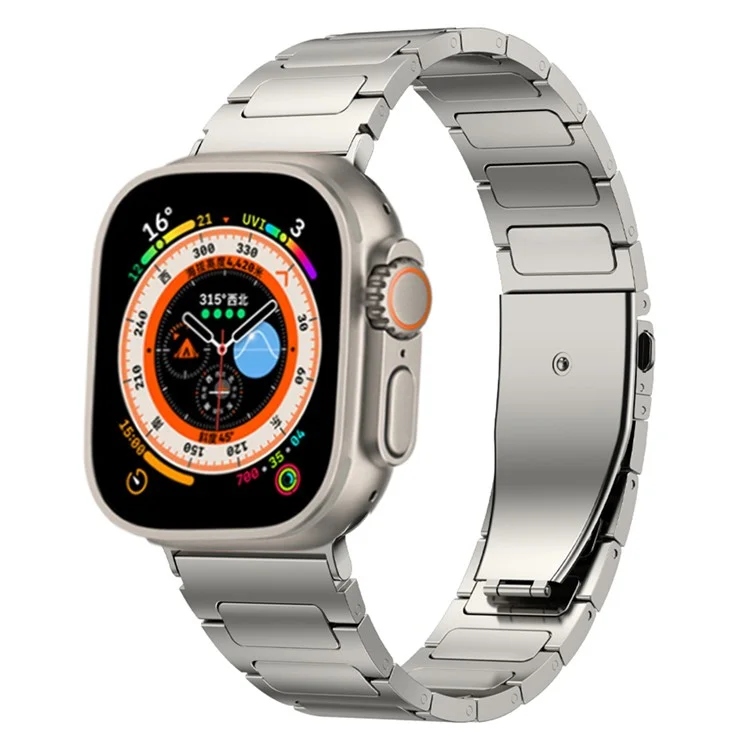 Watch Strap for Apple Watch Series 10 42mm / 9 8 7 41mm / SE (2023) SE (2022) SE 6 5 4 40mm / 3 2 1 38mm Flat Buckle Titanium Alloy Watch Strap - Titanium Color