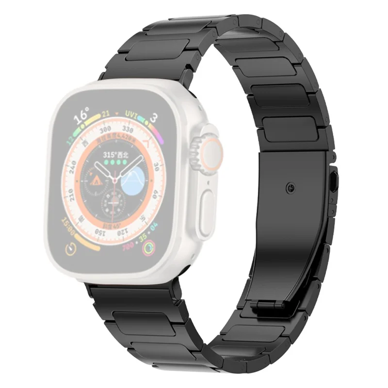 Horlogebandje voor Apple Watch Series 11 10 42mm / 9 8 7 41mm / SE3 SE2 SE 6 5 4 40mm / 3 2 1 38mm Plat gesp Titanium legering Horlogebandje - Zwart