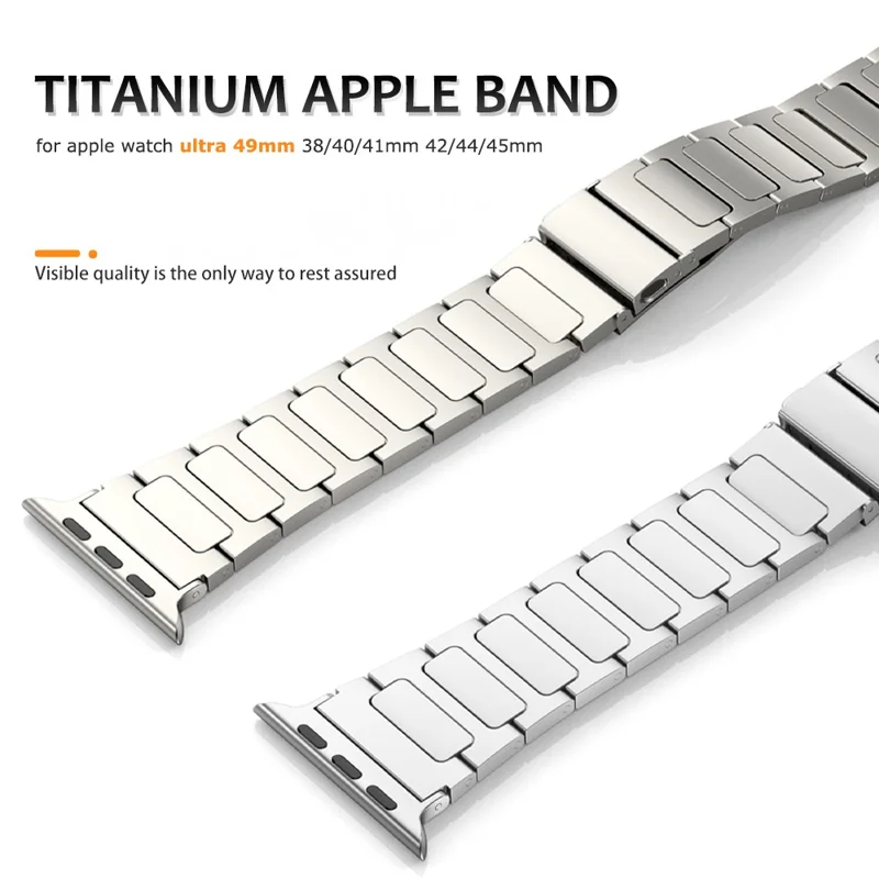 Horlogebandje voor Apple Watch Series 11 10 42mm / 9 8 7 41mm / SE3 SE2 SE 6 5 4 40mm / 3 2 1 38mm Plat gesp Titanium legering Horlogebandje - Zwart