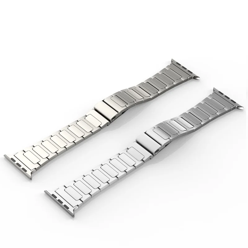 Horlogebandje voor Apple Watch Series 11 10 42mm / 9 8 7 41mm / SE3 SE2 SE 6 5 4 40mm / 3 2 1 38mm Plat gesp Titanium legering Horlogebandje - Zwart