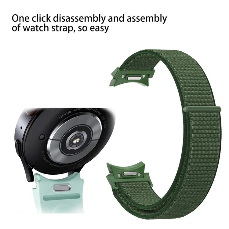 For Samsung Galaxy Watch FE 40mm / Watch6 / Watch6 Classic / Watch 5 / Watch 5 Pro Nylon Watch Strap Breathable Smart Watch Band - Army Green