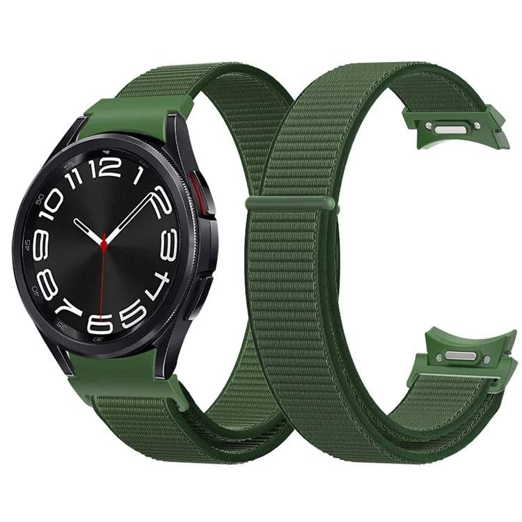 For Samsung Galaxy Watch FE 40mm / Watch6 / Watch6 Classic / Watch 5 / Watch 5 Pro Nylon Watch Strap Breathable Smart Watch Band - Army Green