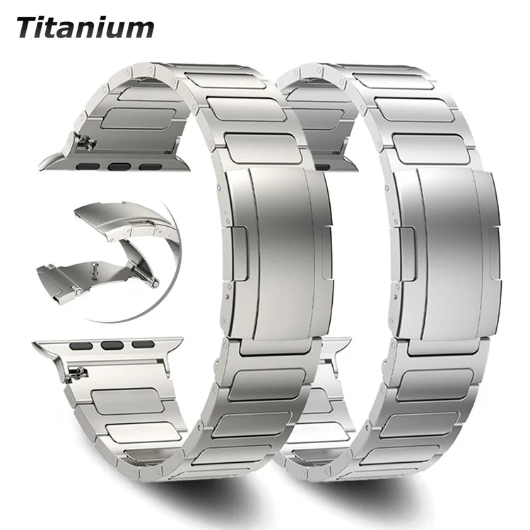 Watch Strap for Apple Watch Series 10 42mm / 9 8 7 41mm / SE (2023) SE (2022) SE 6 5 4 40mm / 3 2 1 38mm Titanium Alloy Smart Watch Strap - Titanium Color