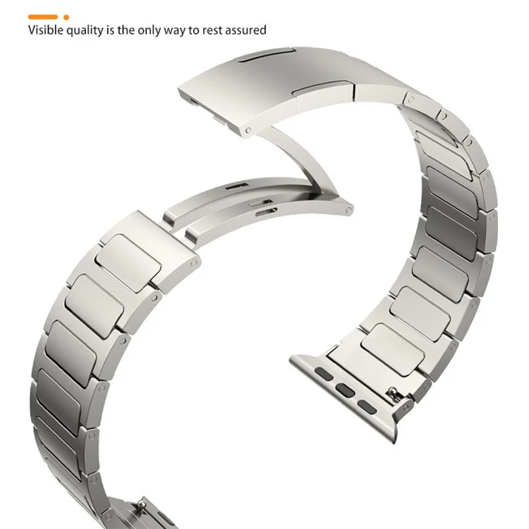 For Apple Watch Series 10 46mm / Ultra 2 Ultra 49mm /  Series 9 8 7 45mm / 6 5 4 SE (2023) SE (2022) SE 44mm / 3 2 1 42mm Titanium Alloy Watch Strap - Titanium Color