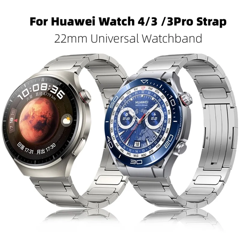22mm Watch Band for Huawei Watch 4 / Watch 4 Pro , Titanium Alloy Metal Strap Replacement - Black