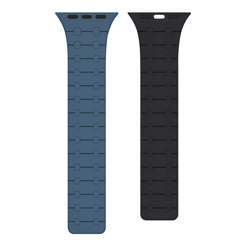 Bracelet pour Apple Watch Series 10 42mm / 9 8 7 41mm / SE (2023) SE (2022) SE 6 5 4 40mm / 3 2 1 38mm Bande magnétique en silicone - Bleu+Minuit