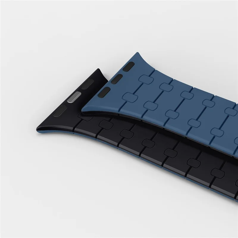 Bracelet pour Apple Watch Series 10 42mm / 9 8 7 41mm / SE (2023) SE (2022) SE 6 5 4 40mm / 3 2 1 38mm Bande magnétique en silicone - Bleu+Minuit