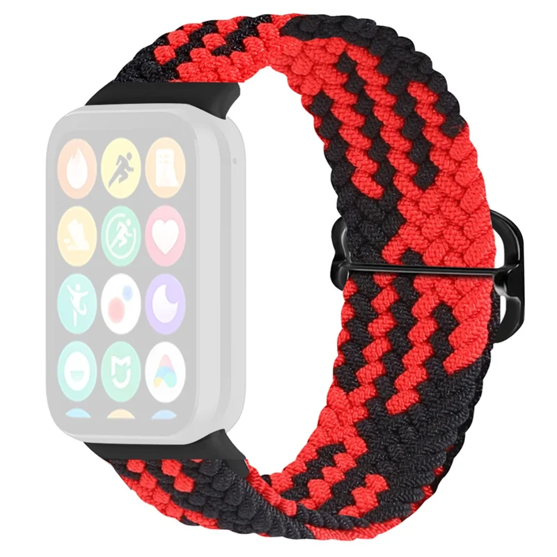 For Xiaomi Smart Band 8 Pro Nylon Watch Band Adjustable Woven Strap - Red+Black