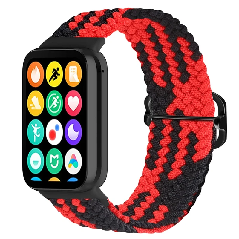 For Xiaomi Smart Band 8 Pro Nylon Watch Band Adjustable Woven Strap - Red+Black