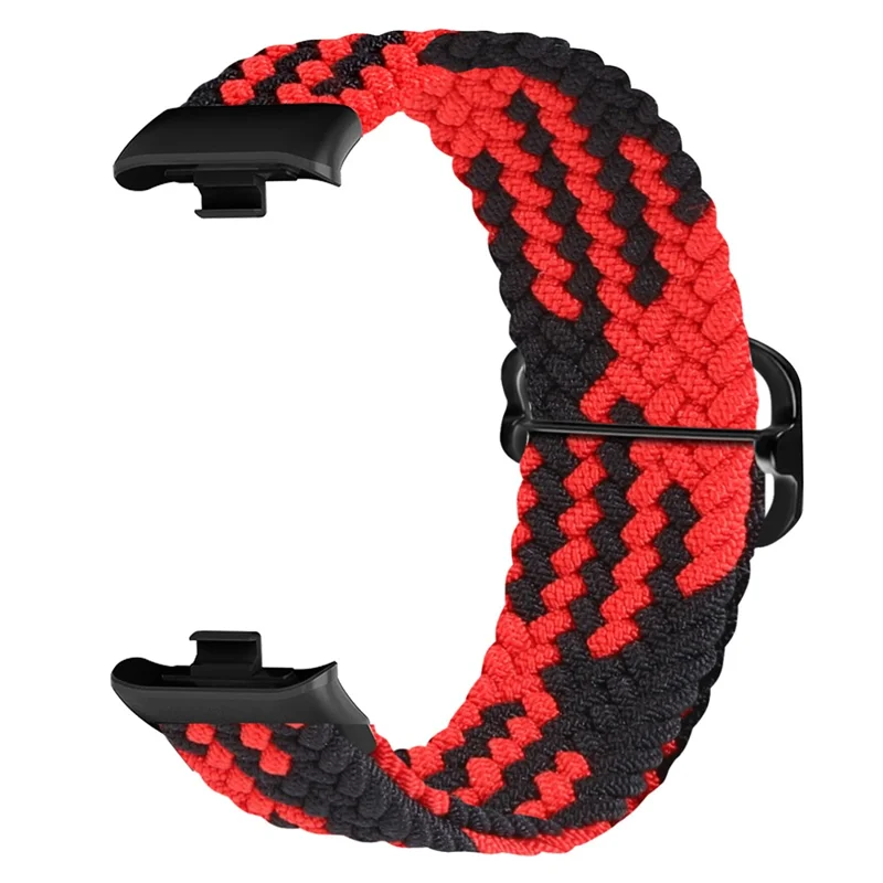 For Xiaomi Smart Band 8 Pro Nylon Watch Band Adjustable Woven Strap - Red+Black