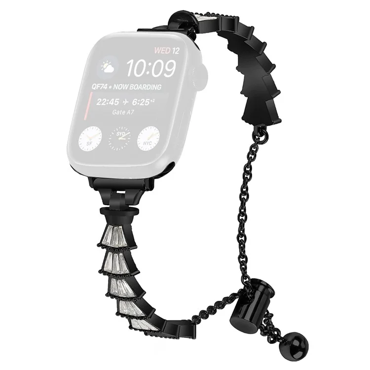 Für Apple Watch Series 10 46mm / Ultra 2 Ultra 49mm / Series 9 8 7 45mm / 6 5 4 SE (2023) SE (2022) SE 44mm / 3 2 1 42mm Metallarmband Uhrenarmband - Schwarz