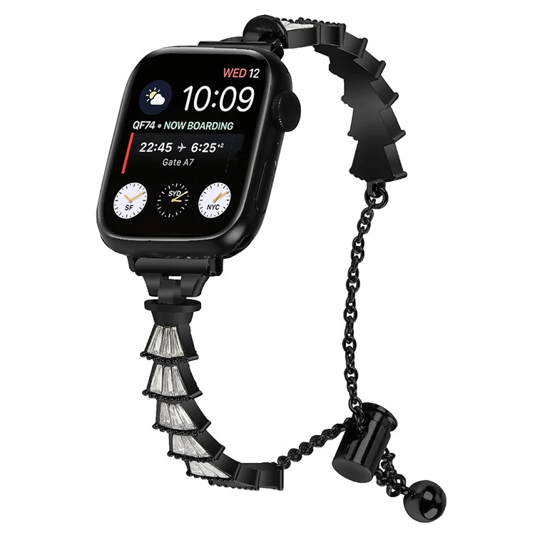 Für Apple Watch Series 10 46mm / Ultra 2 Ultra 49mm / Series 9 8 7 45mm / 6 5 4 SE (2023) SE (2022) SE 44mm / 3 2 1 42mm Metallarmband Uhrenarmband - Schwarz