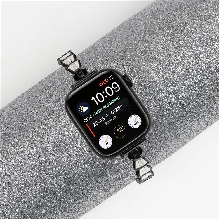 Für Apple Watch Series 10 46mm / Ultra 2 Ultra 49mm / Series 9 8 7 45mm / 6 5 4 SE (2023) SE (2022) SE 44mm / 3 2 1 42mm Metallarmband Uhrenarmband - Schwarz