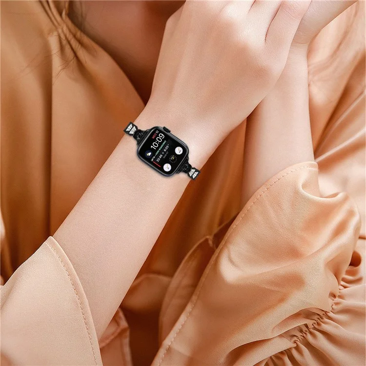 Für Apple Watch Series 10 46mm / Ultra 2 Ultra 49mm / Series 9 8 7 45mm / 6 5 4 SE (2023) SE (2022) SE 44mm / 3 2 1 42mm Metallarmband Uhrenarmband - Schwarz