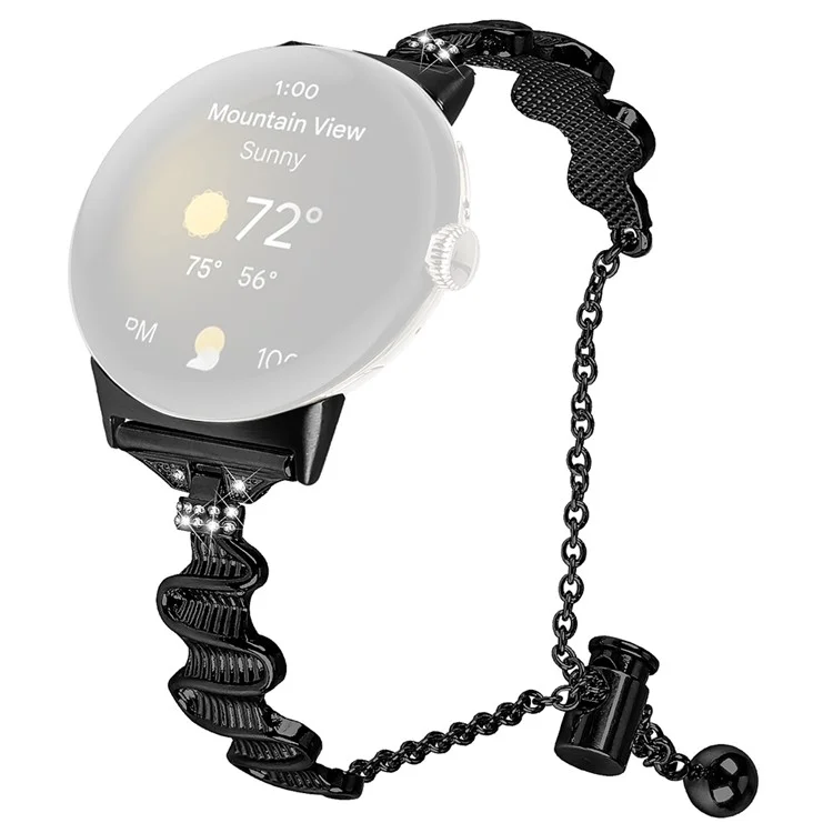 Cinturino per orologio per Google Pixel Watch 3 41mm / Watch 2 / Pixel Watch 20mm Sostituzione del braccialetto dell'orologio Decorazione con strass in acciaio inossidabile - Nero