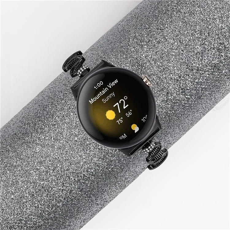 Cinturino per orologio per Google Pixel Watch 3 41mm / Watch 2 / Pixel Watch 20mm Sostituzione del braccialetto dell'orologio Decorazione con strass in acciaio inossidabile - Nero