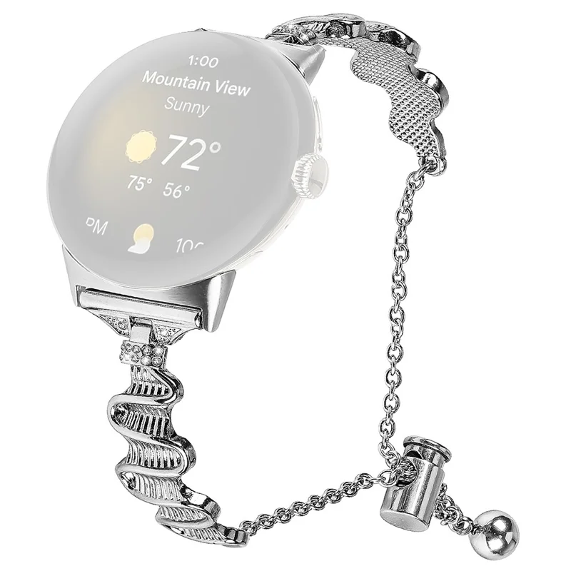 Watch Band for Google Pixel Watch 3 41mm / Watch 2 / Pixel Watch 20mm Replacement Watch Bracelet Rhinestone Decor Stainless Steel Strap - Silver