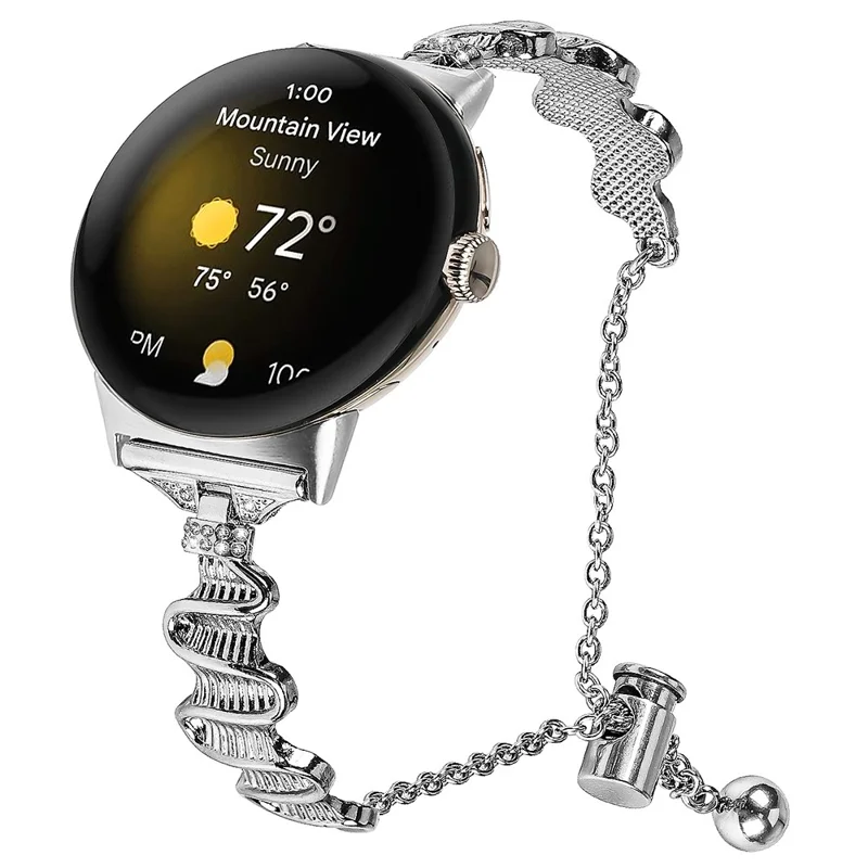 Watch Band for Google Pixel Watch 3 41mm / Watch 2 / Pixel Watch 20mm Replacement Watch Bracelet Rhinestone Decor Stainless Steel Strap - Silver