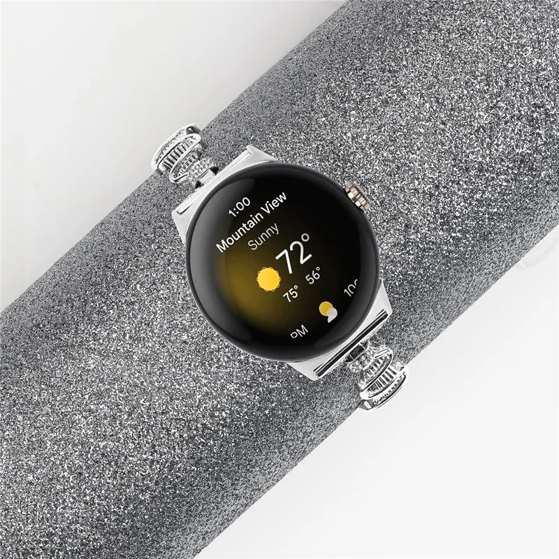 Watch Band for Google Pixel Watch 3 41mm / Watch 2 / Pixel Watch 20mm Replacement Watch Bracelet Rhinestone Decor Stainless Steel Strap - Silver