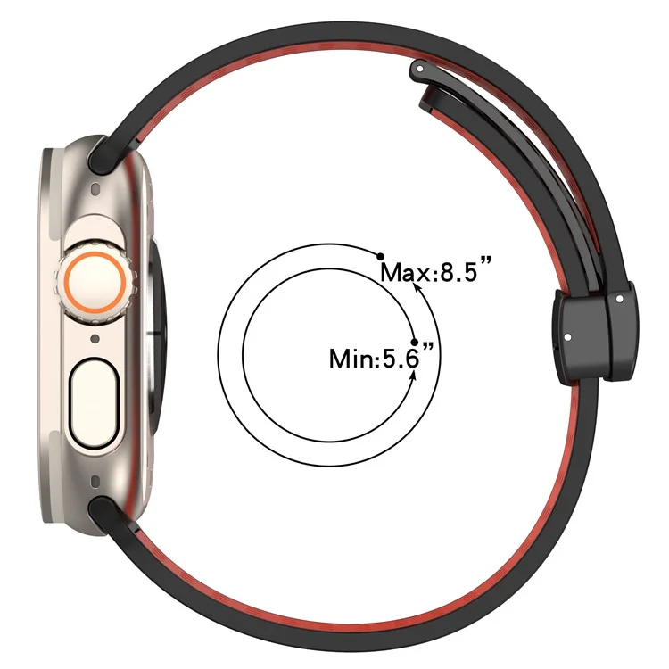 Silicone Watch Bands for Apple Watch Series 10 42mm / 9 8 7 41mm / SE (2023) SE (2022) SE 6 5 4 40mm / 3 2 1 38mm Dual-Color Magnetic Strap - Black+Red
