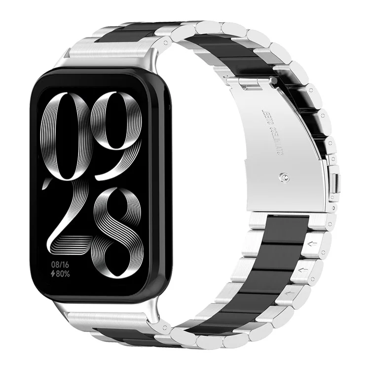 Per Xiaomi Smart Band 8 Pro Watch Band Cinturino in acciaio inossidabile con attrezzo, barra a molla - Argento / Nero / Argento