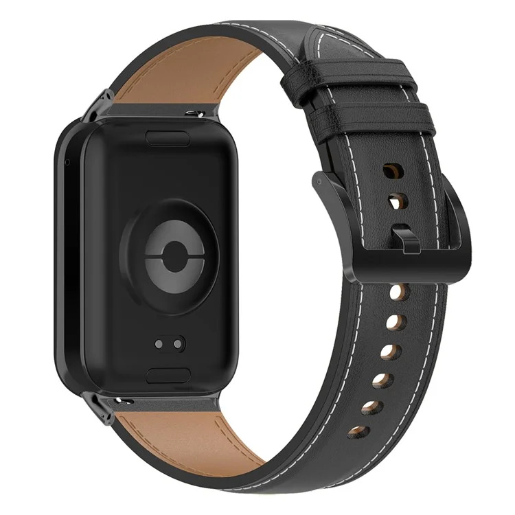 Per Xiaomi Smart Band 8 Pro Watch Band Cinturino in Vera Pelle di Mucca con Fibbia - Nero