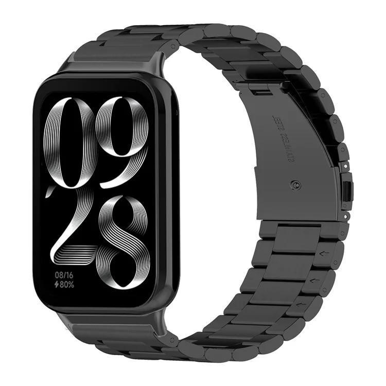 For Xiaomi Smart Band 8 Pro Stainless Steel Watch Strap with Tool, Spring Bar, Black Watch Band