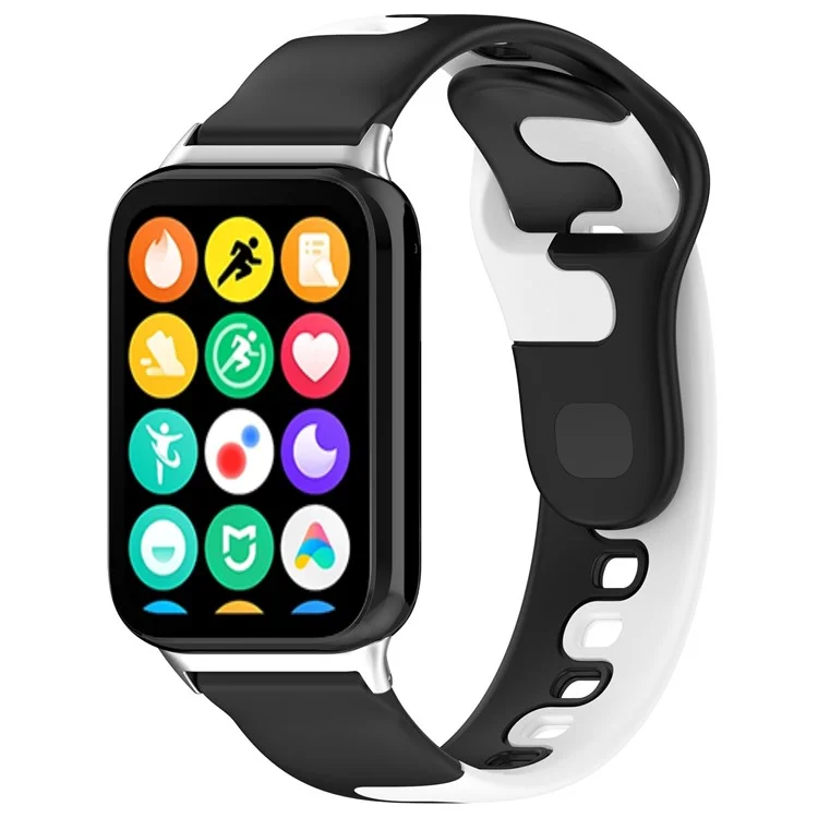 Für Xiaomi Smart Band 8 Pro / Redmi Watch 4 Silikon-Uhrenarmband Doppelfarben-Ersatzarmband - Schwarz+Weiß
