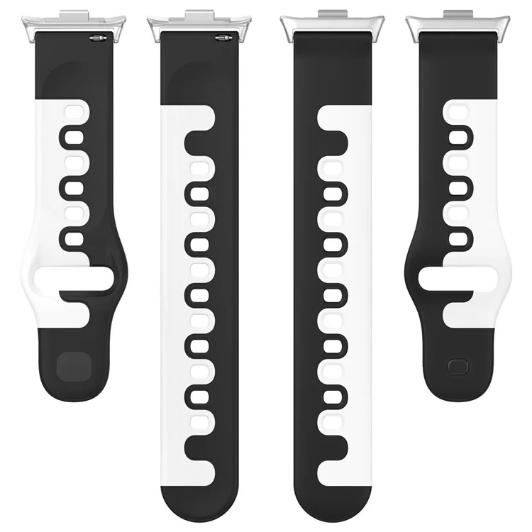 Für Xiaomi Smart Band 8 Pro / Redmi Watch 4 Silikon-Uhrenarmband Doppelfarben-Ersatzarmband - Schwarz+Weiß
