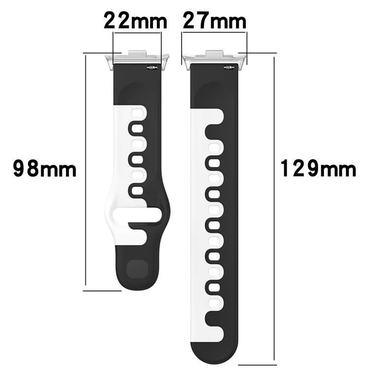 Für Xiaomi Smart Band 8 Pro / Redmi Watch 4 Silikon-Uhrenarmband Doppelfarben-Ersatzarmband - Schwarz+Weiß