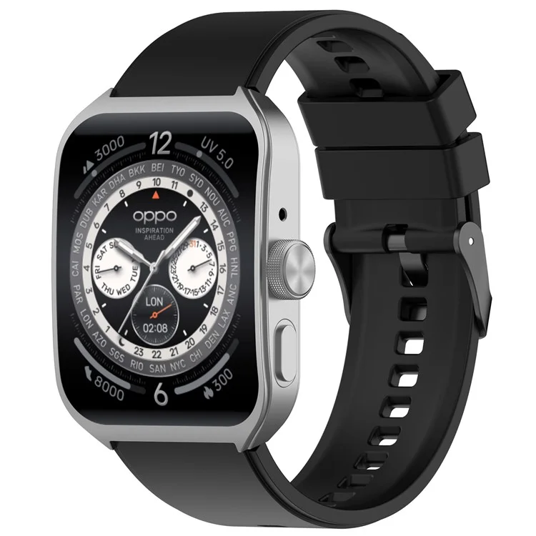 Für Oppo Watch 4 Pro Silikon-Uhrenarmband 22mm verstellbares Armband - Schwarz