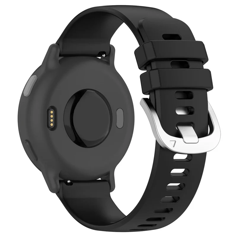 For Garmin vivoactive 5 / GarminActive 5 Watch Band 20mm Silicone Strap with Steel Buckle - Black