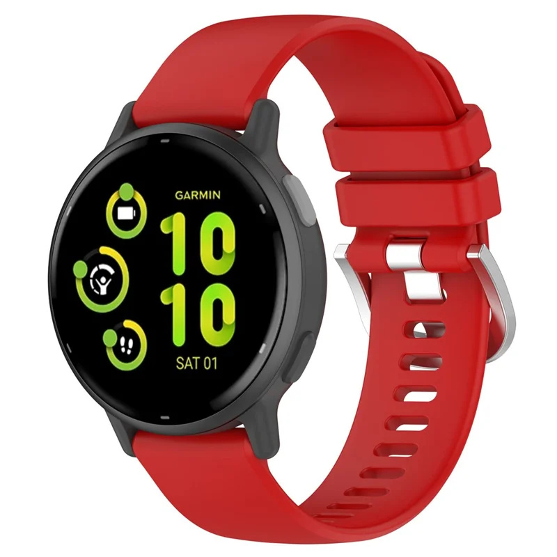 For Garmin vivoactive 5 / GarminActive 5 Watch Band 20mm Silicone Strap with Steel Buckle - Red