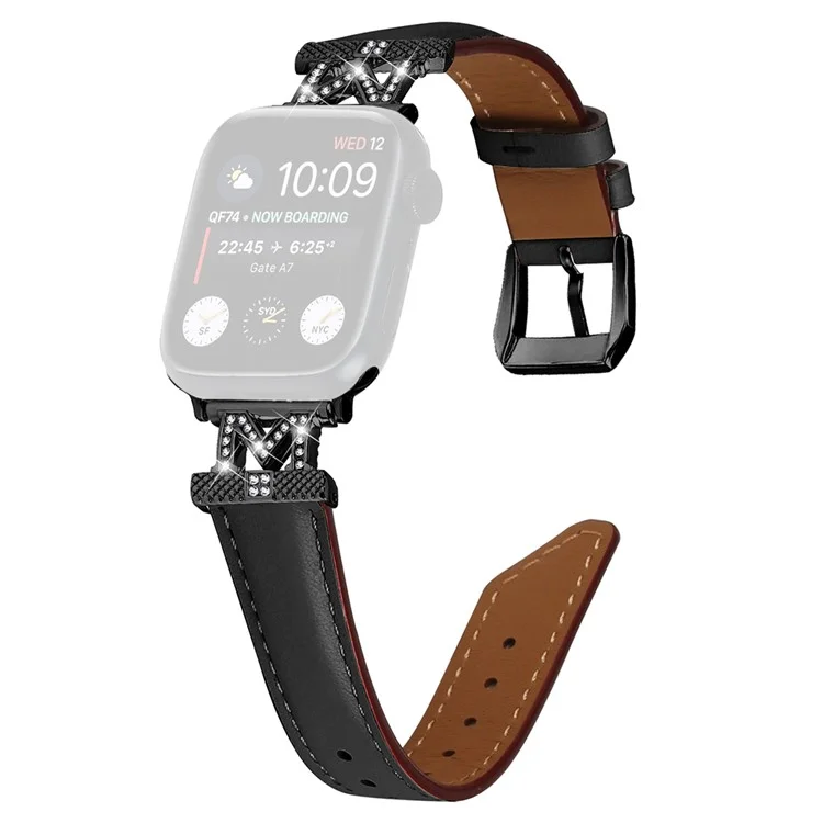 Для Apple Watch Series 10 46mm / Ultra 2 Ultra 49mm /  Series 9 8 7 45mm / 6 5 4 SE (2023) SE (2022) SE 44mm / 3 2 1 42mm Ремешок Ремешок с черной пряжкой - Черный