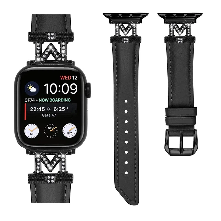 Для Apple Watch Series 10 46mm / Ultra 2 Ultra 49mm /  Series 9 8 7 45mm / 6 5 4 SE (2023) SE (2022) SE 44mm / 3 2 1 42mm Ремешок Ремешок с черной пряжкой - Черный