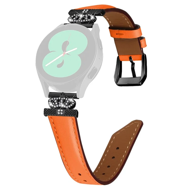Cinturino con banda di strass a corona per Samsung Galaxy Watch3 41mm 45mm / Watch 5 40mm 44mm, cinturino da orologio sottile da 20mm con fibbia nera - arancione