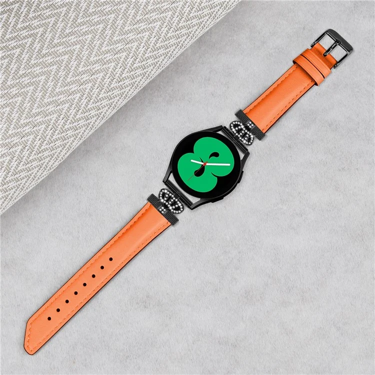 Cinturino con banda di strass a corona per Samsung Galaxy Watch3 41mm 45mm / Watch 5 40mm 44mm, cinturino da orologio sottile da 20mm con fibbia nera - arancione