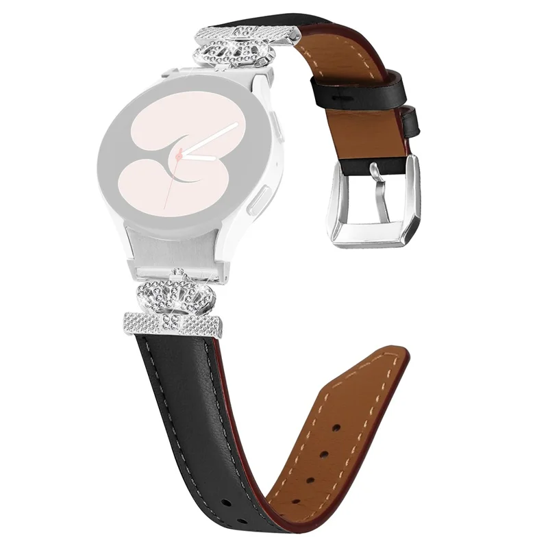 Rhinestone-Band für Samsung Galaxy Watch 5 / Watch4 44mm 40mm Kronform-Verbinder Uhrenarmband mit Silberschnalle - Schwarz