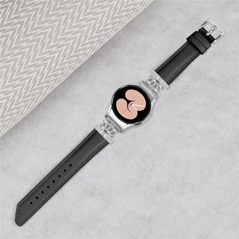 Rhinestone-Band für Samsung Galaxy Watch 5 / Watch4 44mm 40mm Kronform-Verbinder Uhrenarmband mit Silberschnalle - Schwarz
