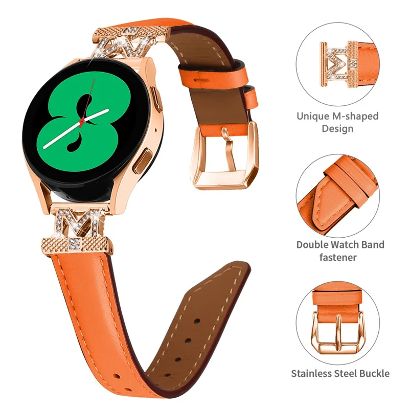 For Huami Amazfit Cheetah Pro Replacement Strap with Rose Gold Buckle, 20mm M-Shape Connector Watch Band - Orange