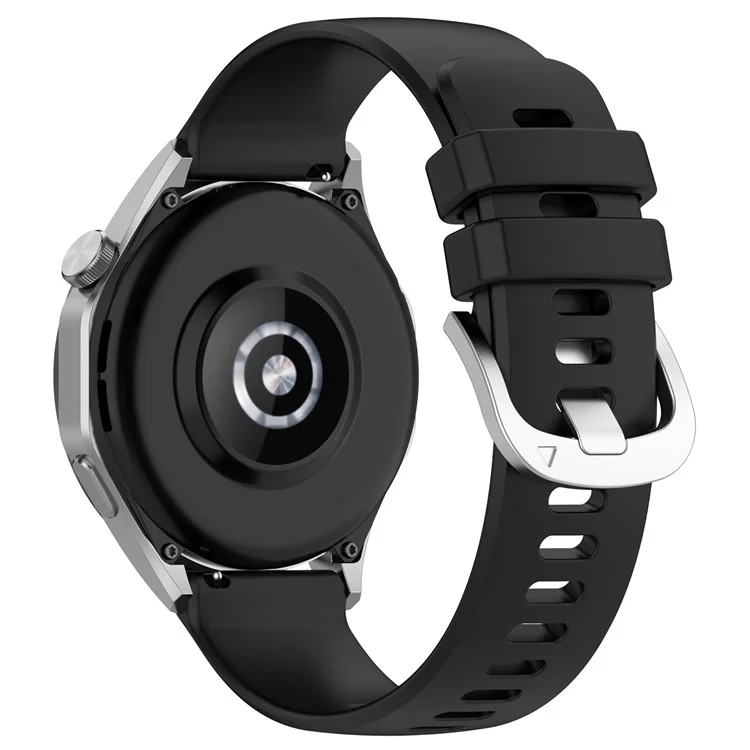 Para Huawei Watch GT 5 Pro 46mm / GT 5 46mm / GT 4 46mm / Samsung Galaxy Watch3 45mm Correa de Reloj 22mm de Silicona Líquida con Hebilla de Acero - Negro