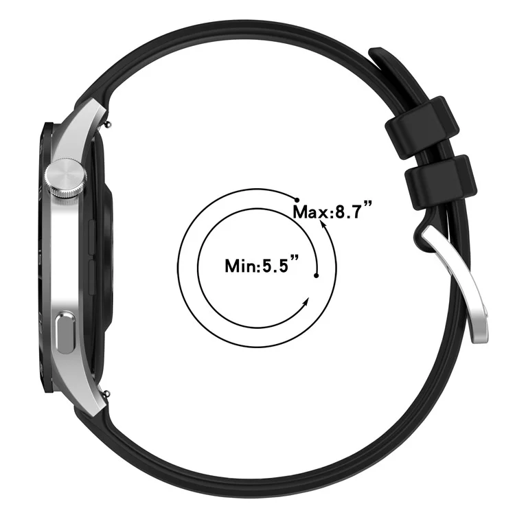 Para Huawei Watch GT 5 Pro 46mm / GT 5 46mm / GT 4 46mm / Samsung Galaxy Watch3 45mm Correa de Reloj 22mm de Silicona Líquida con Hebilla de Acero - Negro