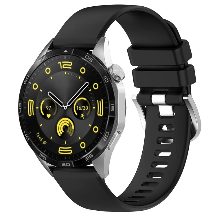 Para Huawei Watch GT 5 Pro 46mm / GT 5 46mm / GT 4 46mm / Samsung Galaxy Watch3 45mm Correa de Reloj 22mm de Silicona Líquida con Hebilla de Acero - Negro
