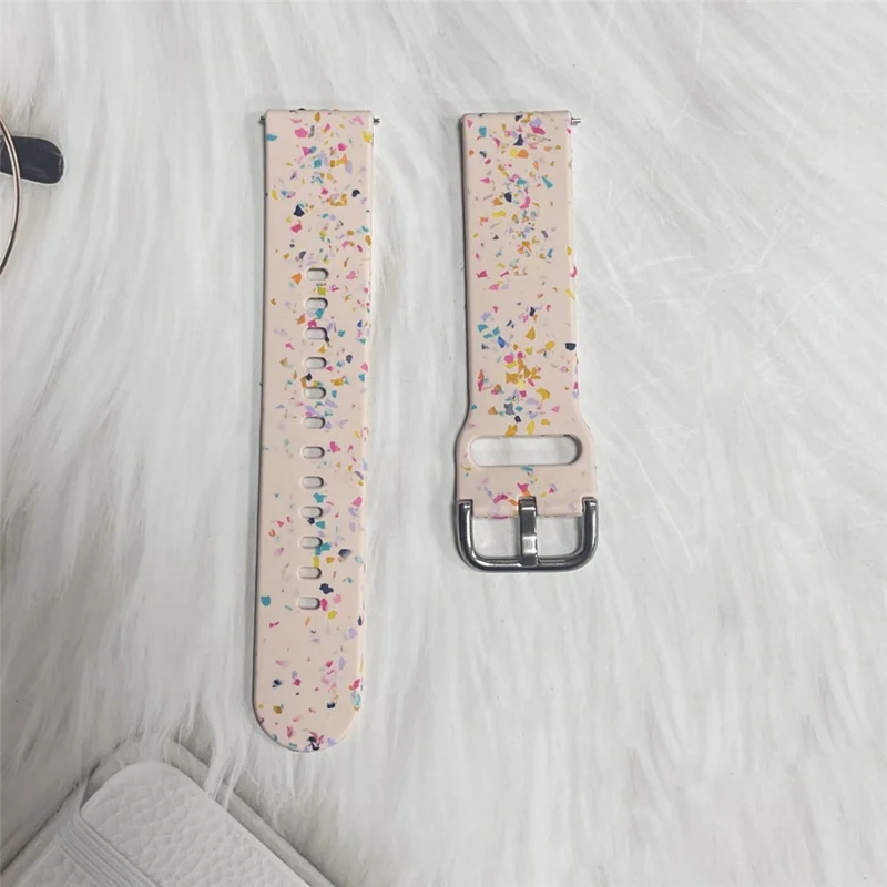 For Samsung Galaxy Watch3 45mm / Huawei Watch GT 42mm 46mm Watch Band 22mm Silicone Pattern Sport Strap - Pink